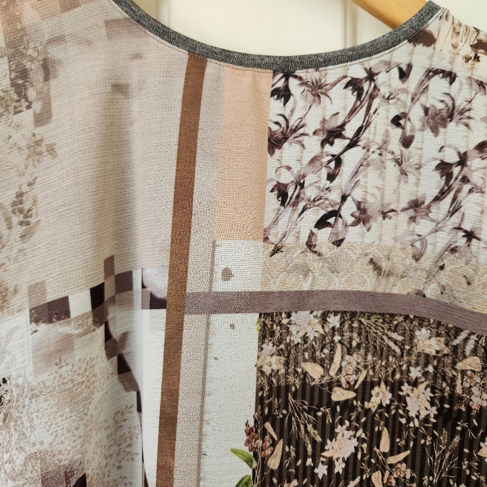 Zara Patchwork Print Top Semi Sheer Lightweight Hippie Festival Prairie Comfy - Picture 4 of 13
